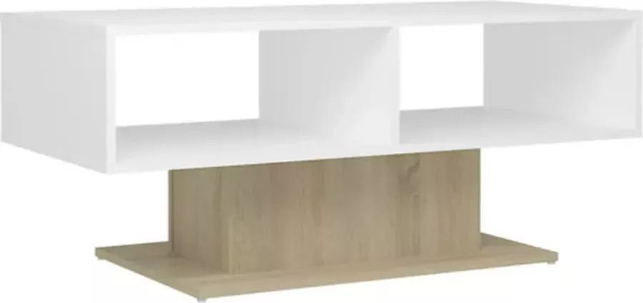 VidaXL -Salontafel-103 5x50x44 5-cm-spaanplaat-wit-en-sonoma-eikenkleurig - Foto 3