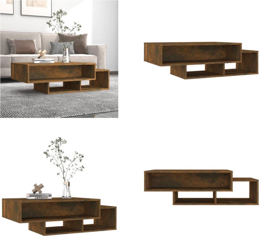 VidaXL Salontafel 105x55x32 cm bewerkt hout gerookt eikenkleurig Salontafel Salontafels Bijzettafel Tafel
