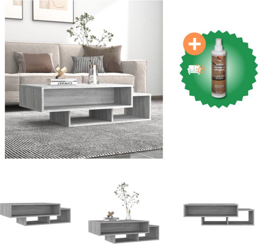 VidaXL Salontafel 105x55x32 cm bewerkt hout grijs sonoma eikenkleurig Tafel Inclusief Houtreiniger en verfrisser