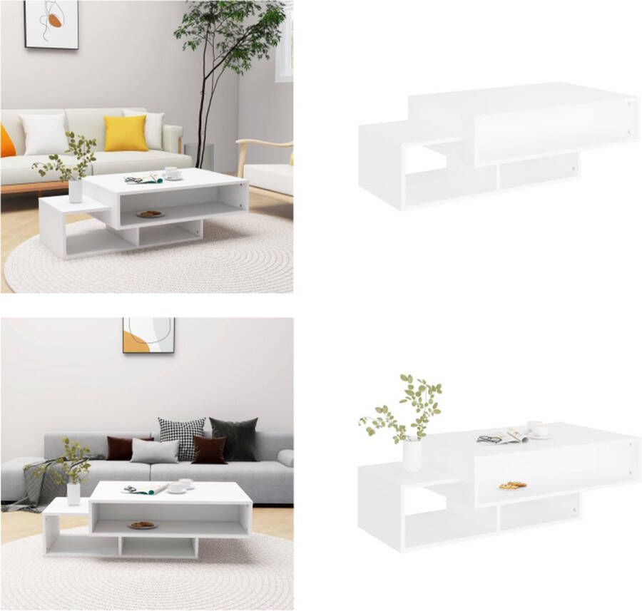 VidaXL Salontafel 105x55x32 cm bewerkt hout wit Salontafel Salontafels Koffie Tafel Koffie Tafels