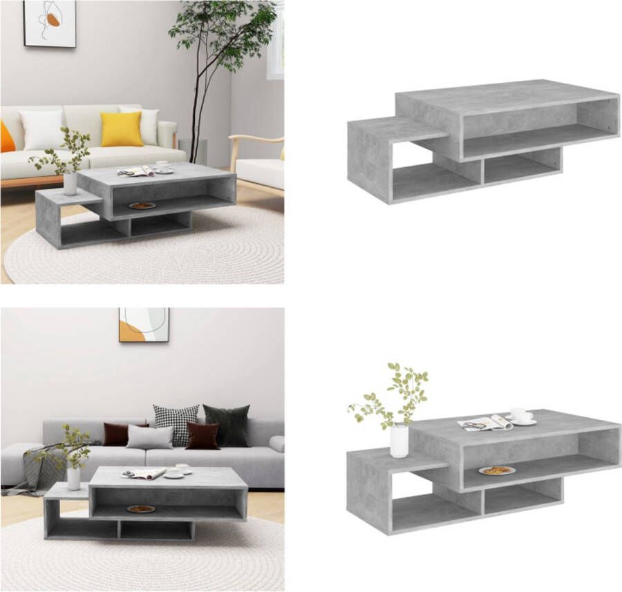 VidaXL Salontafel 105x55x32 cm bewerkt hout betongrijs Salontafel Salontafels Koffie Tafel Koffie Tafels