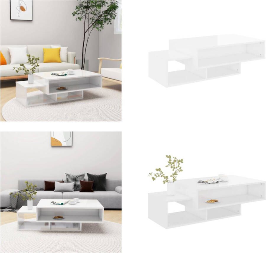 VidaXL Salontafel 105x55x32 cm spaanplaat hoogglans wit Salontafel Salontafels Koffie Tafel Koffie Tafels