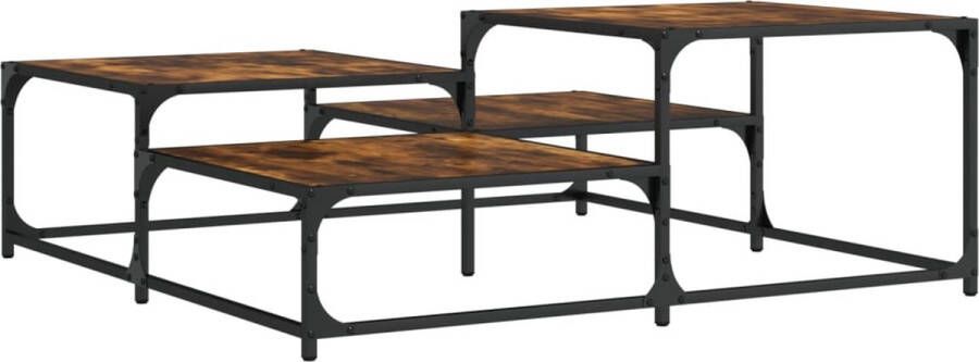 The Living Store Salontafel 107x107x40 cm bewerkt hout gerookt eikenkleurig Salontafel Houten Salontafel Eikenhouten Salontafel Gerookte Eiken Salontafel Tv Tafellaar