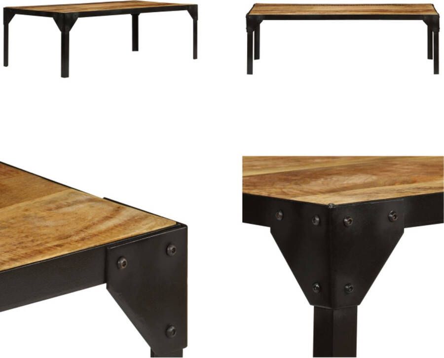VidaXL Salontafel 110 cm massief ruw mangohout en staal Salontafel Salontafels Koffie Tafel Koffie Tafels