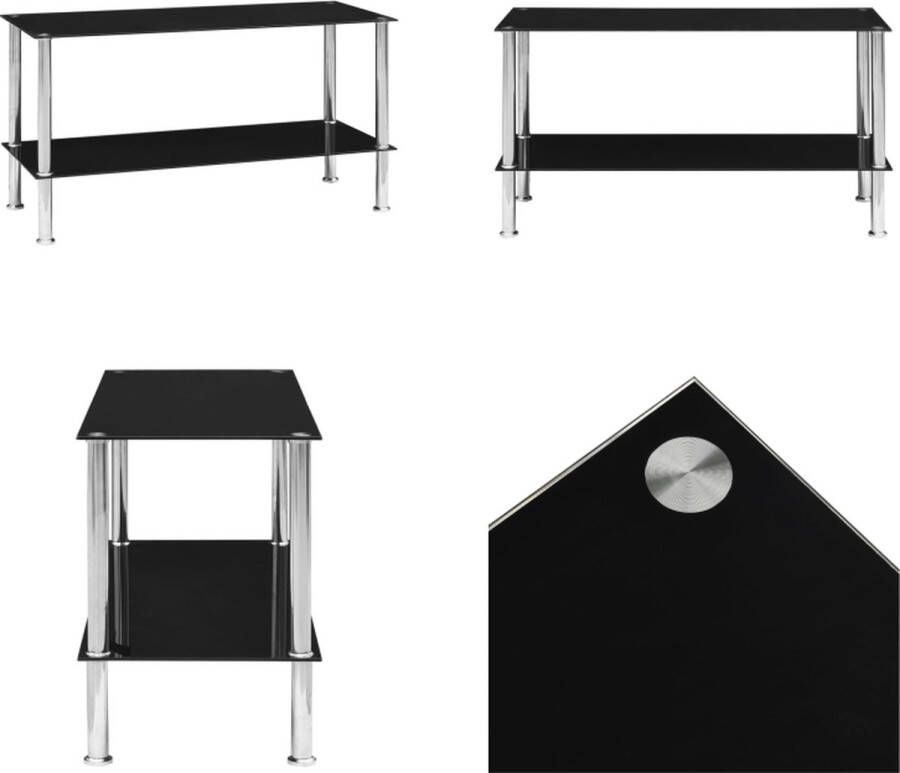 VidaXL Salontafel 110x43x60 cm gehard glas zwart Salontafel Salontafels Koffietafel Koffietafels