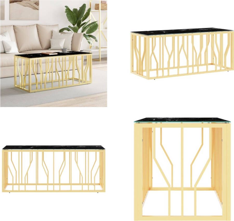 VidaXL Salontafel 110x45x45 cm roestvrij staal en glas goudkleurig Salontafel Marmeren Look Gouden Kleur Roestvaststaal Modern Design Tv Tafels Salontafel Salontafels Bijzettafel Banktafel