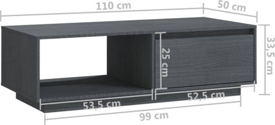 VidaXL -Salontafel-110x50x33 5-cm-massief-grenenhout-grijs - Foto 4