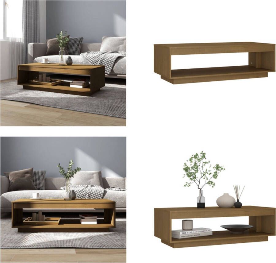 VidaXL Salontafel 110x50x33 5 cm massief grenenhout honingbruin Salontafel Salontafels Tafel Tafels - Foto 2