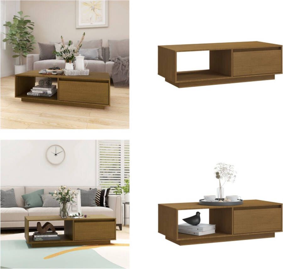 VidaXL Salontafel 110x50x33 5 cm massief grenenhout honingbruin Salontafel Salontafels Tafel Tafels