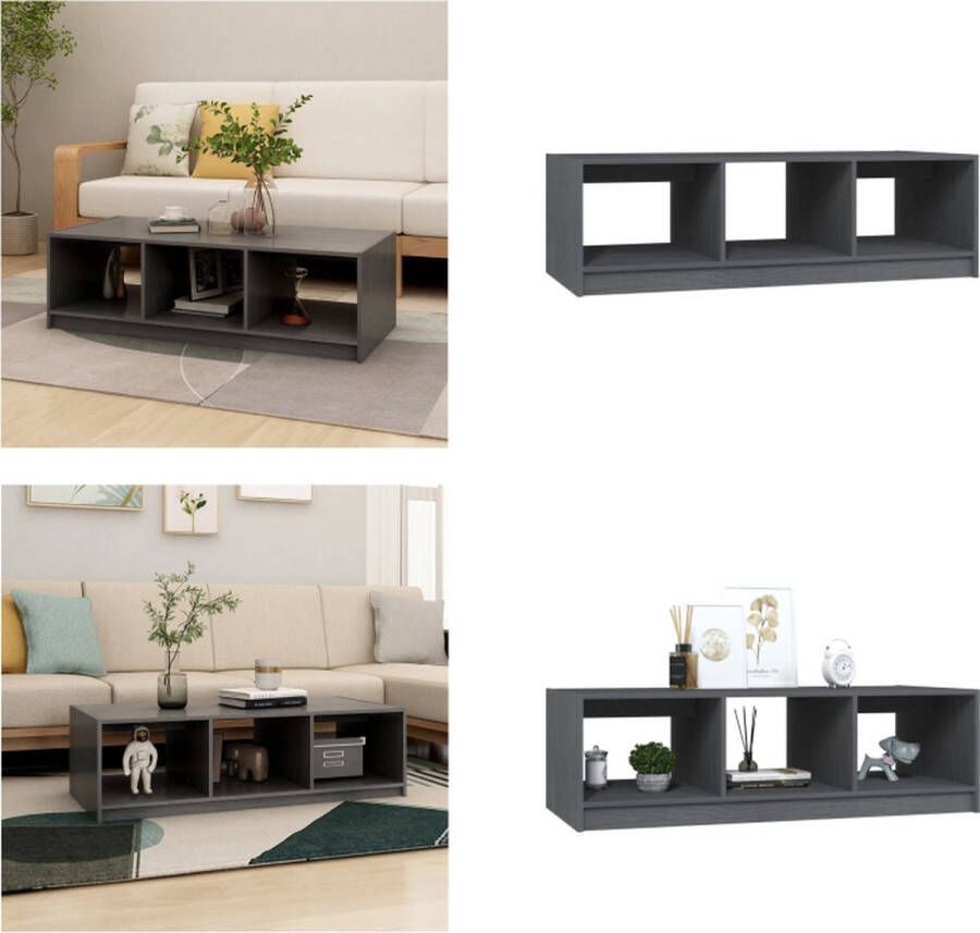 VidaXL Salontafel 110x50x34 cm massief grenenhout grijs Salontafel Salontafels Tafel Tafels