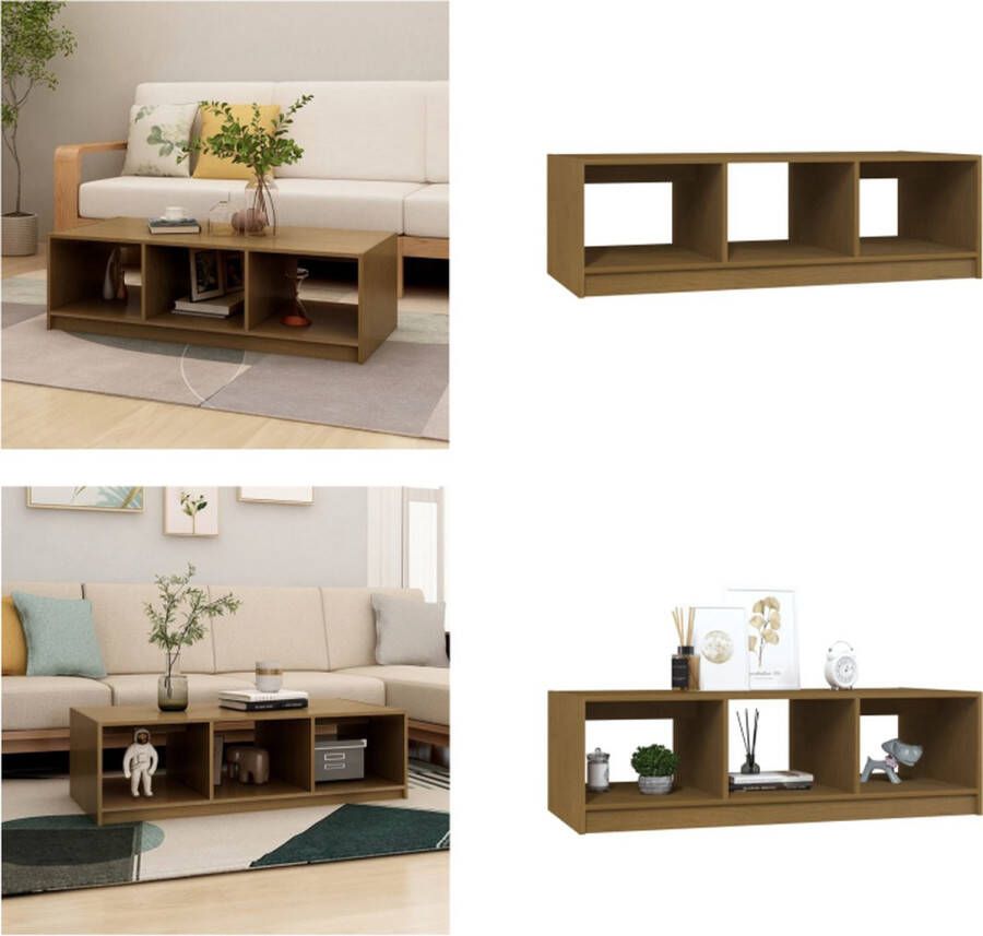 VidaXL Salontafel 110x50x34 cm massief grenenhout honingbruin Salontafel Salontafels Tafel Tafels