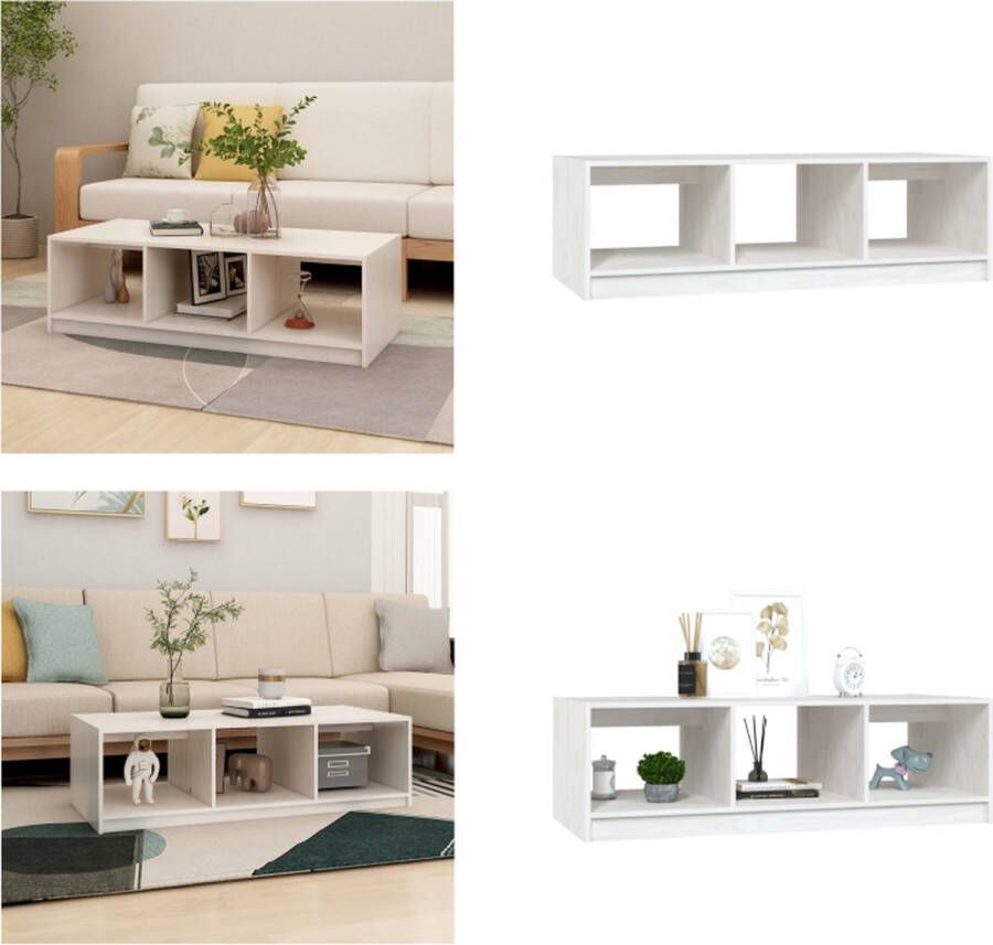 VidaXL Salontafel 110x50x34 cm massief grenenhout wit Salontafel Salontafels Tafel Tafels