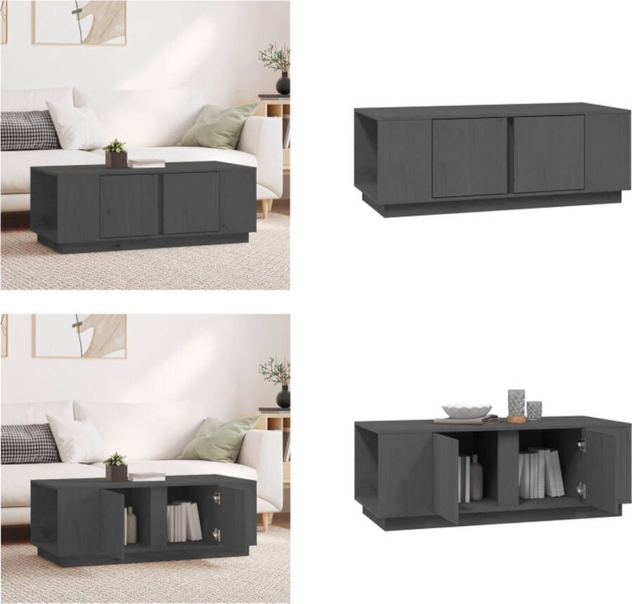 VidaXL Salontafel 110x50x40 cm massief grenenhout grijs Salontafel Salontafels Tafel Bijzettafel