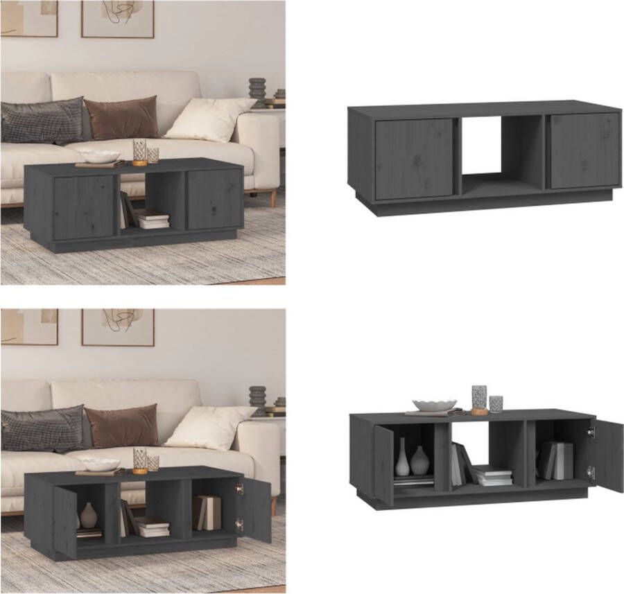 VidaXL Salontafel 110x50x40 cm massief grenenhout grijs Salontafel Salontafels Tafel Bijzettafel