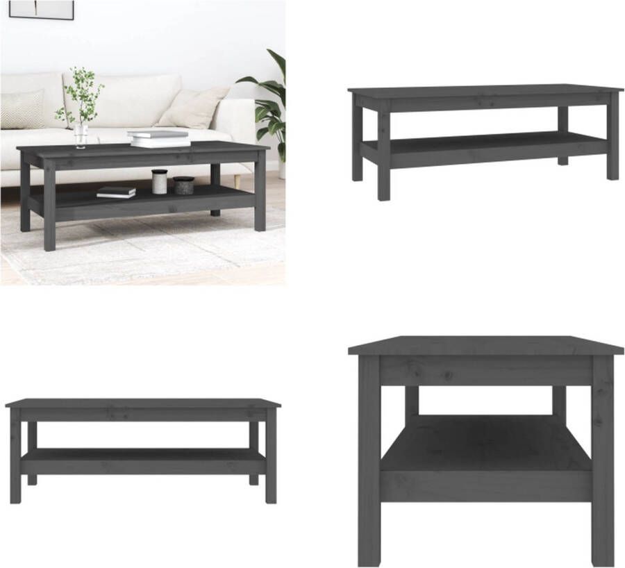VidaXL Salontafel 110x50x40 cm massief grenenhout grijs Salontafel Salontafels Tafel Bijzettafel - Foto 2