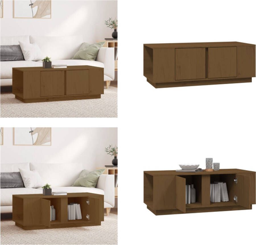 VidaXL Salontafel 110x50x40 cm massief grenenhout honingbruin Salontafel Salontafels Tafel Bijzettafel