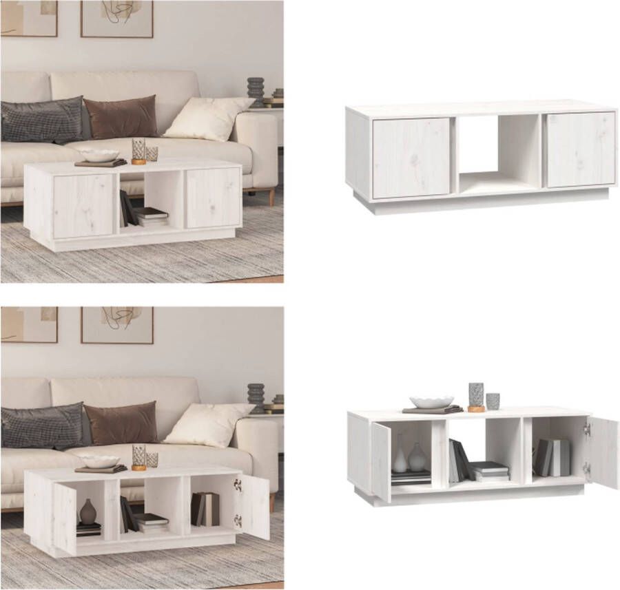 VidaXL Salontafel 110x50x40 cm massief grenenhout wit Salontafel Salontafels Tafel Bijzettafel - Foto 3