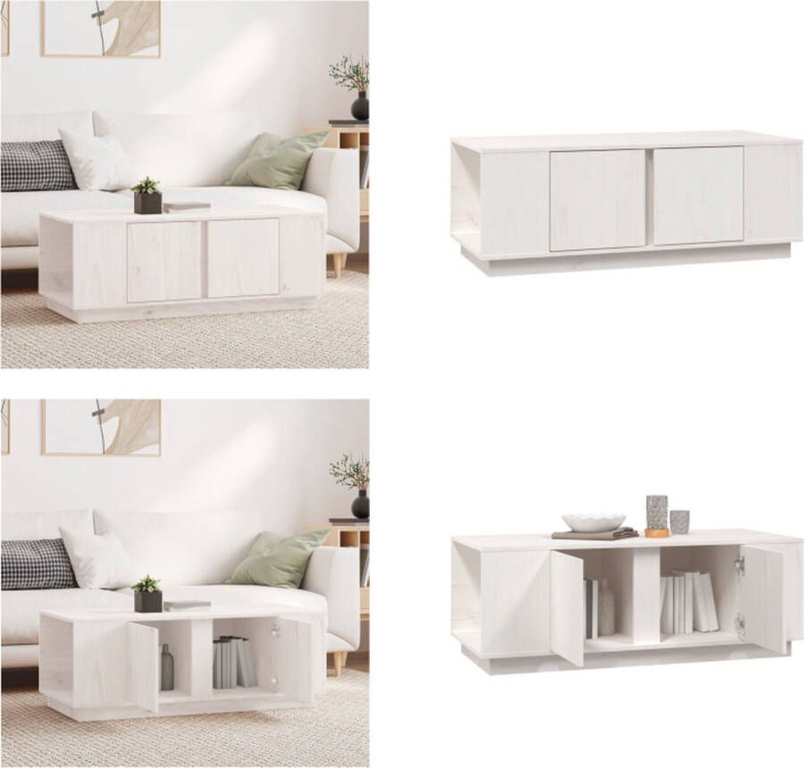 VidaXL Salontafel 110x50x40 cm massief grenenhout wit Salontafel Salontafels Tafel Bijzettafel