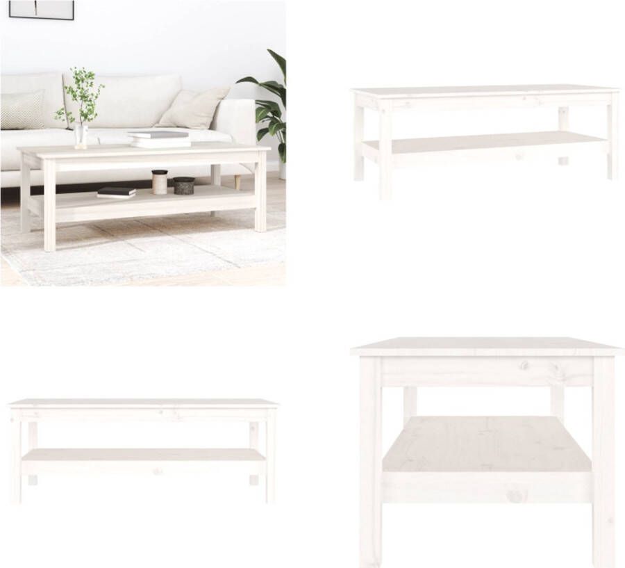 VidaXL Salontafel 110x50x40 cm massief grenenhout wit Salontafel Salontafels Tafel Bijzettafel