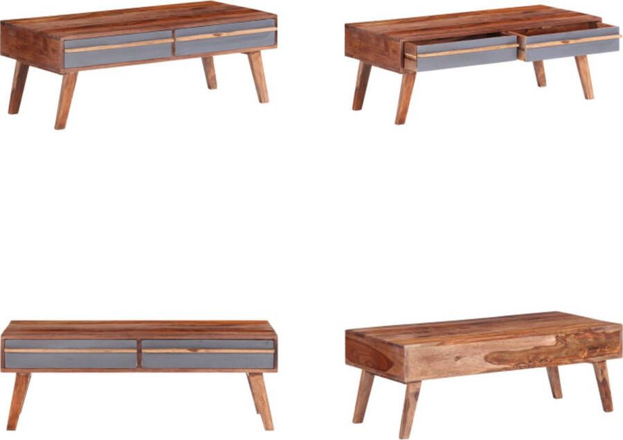 VidaXL Salontafel 110x50x40 cm massief sheeshamhout grijs Salontafel Salontafels Koffie Tafel Koffie Tafels