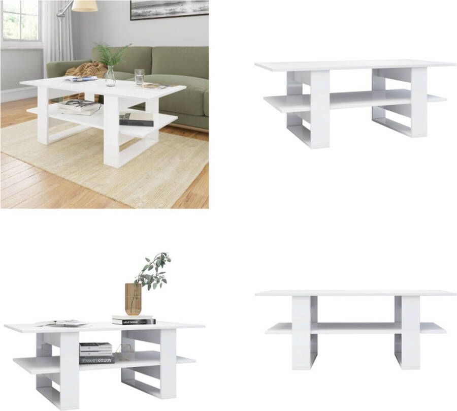 VidaXL Salontafel 110x55x42 cm bewerkt hout hoogglans wit Salontafel Salontafels Tafel Tafels