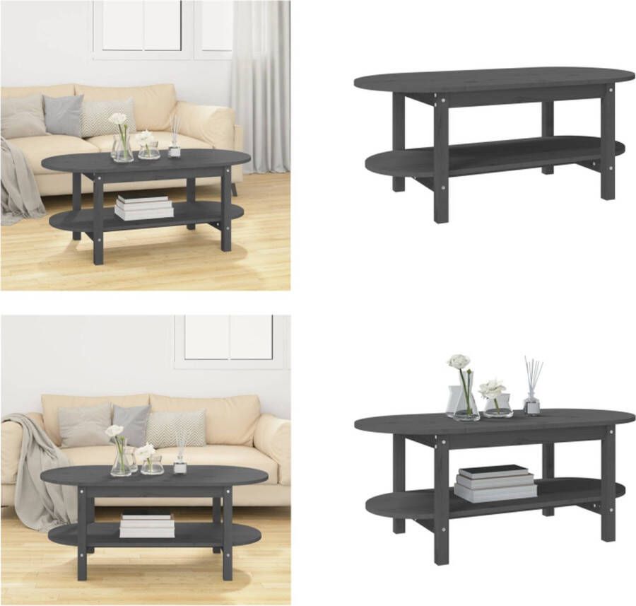 VidaXL Salontafel 110x55x45 cm massief grenenhout grijs Salontafel Salontafels Tafel Bijzettafel