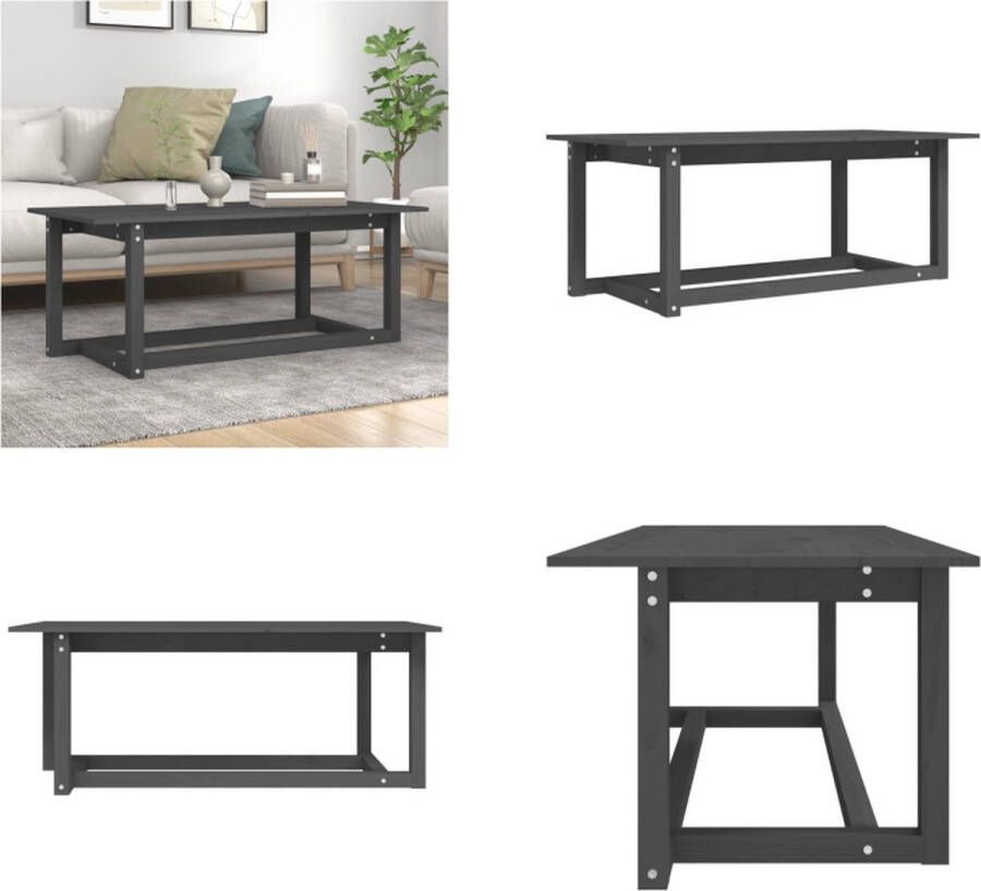 VidaXL Salontafel 110x55x45 cm massief grenenhout grijs Salontafel Salontafels Tafel Bijzettafel
