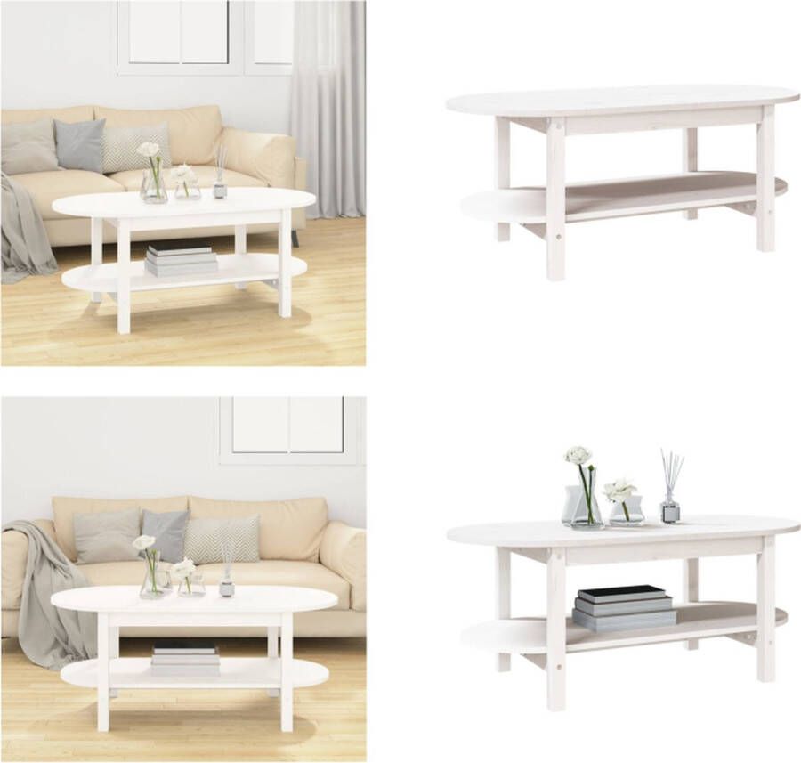 VidaXL Salontafel 110x55x45 cm massief grenenhout wit Salontafel Salontafels Tafel Bijzettafel