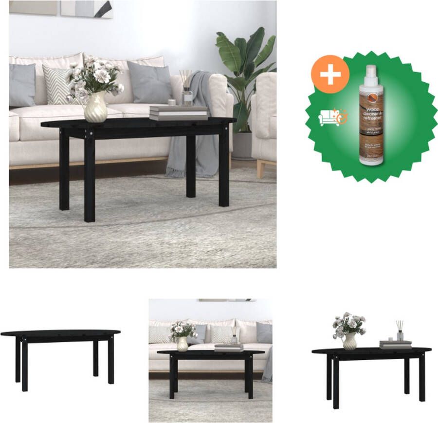 VidaXL Houten salontafel massief grenenhout 110 x 55 x 45 cm zwart Tafel Inclusief Houtreiniger en verfrisser - Foto 2