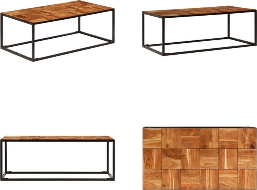 VidaXL Salontafel 110x60x40 cm massief acaciahout en staal Salontafel Salontafels Woonkamertafel Woonkamertafels