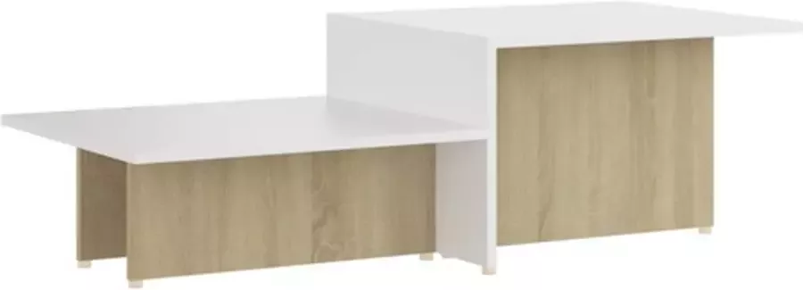 VIDAXL Salontafel 111 5x50x33 cm bewerkt hout wit en sonoma eikenkleur - Foto 2