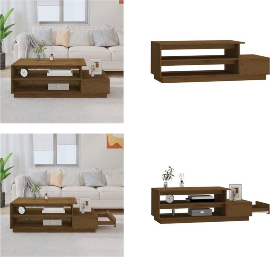 VidaXL Salontafel 120x50x40 5 cm massief grenenhout honingbruin Salontafel Salontafels Tafel Bijzettafel