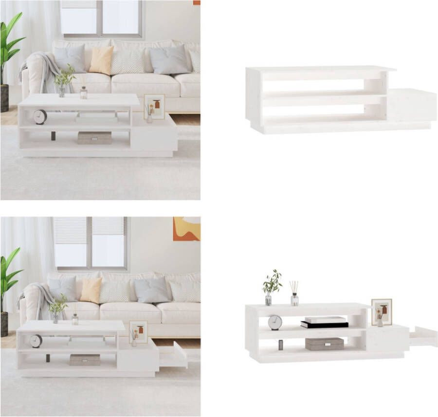 VidaXL Salontafel 120x50x40-5 cm massief grenenhout wit Salontafel Salontafels Tafel Bijzettafel