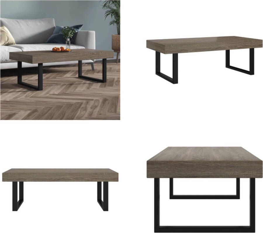 VidaXL Salontafel 120x60x40 cm MDF en ijzer grijs en zwart Salontafel Salontafels Tafel Bijzettafel