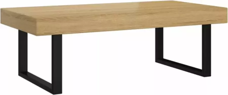 VidaXL -Salontafel-120x60x40-cm-MDF-en-ijzer-lichtbruin-en-zwart - Foto 3