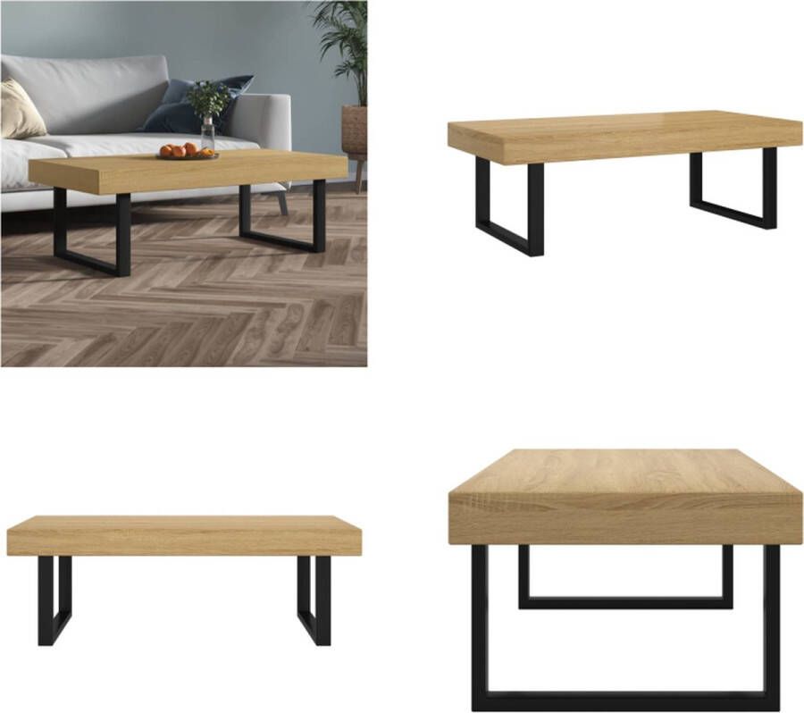 VidaXL Salontafel 120x60x40 cm MDF en ijzer lichtbruin en zwart Salontafel Salontafels Tafel Bijzettafel