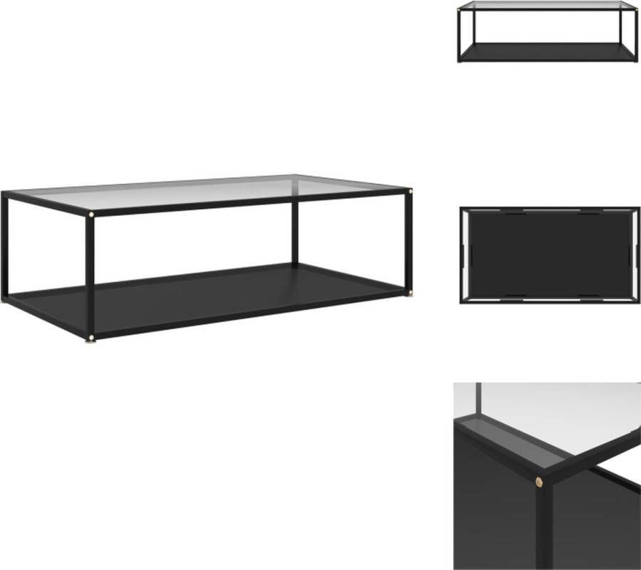 VidaXL Salontafel 2-laags Gehard Glas en Gepoedercoat Staal 120 x 60 x 35 cm Transparant en Zwart Tafel