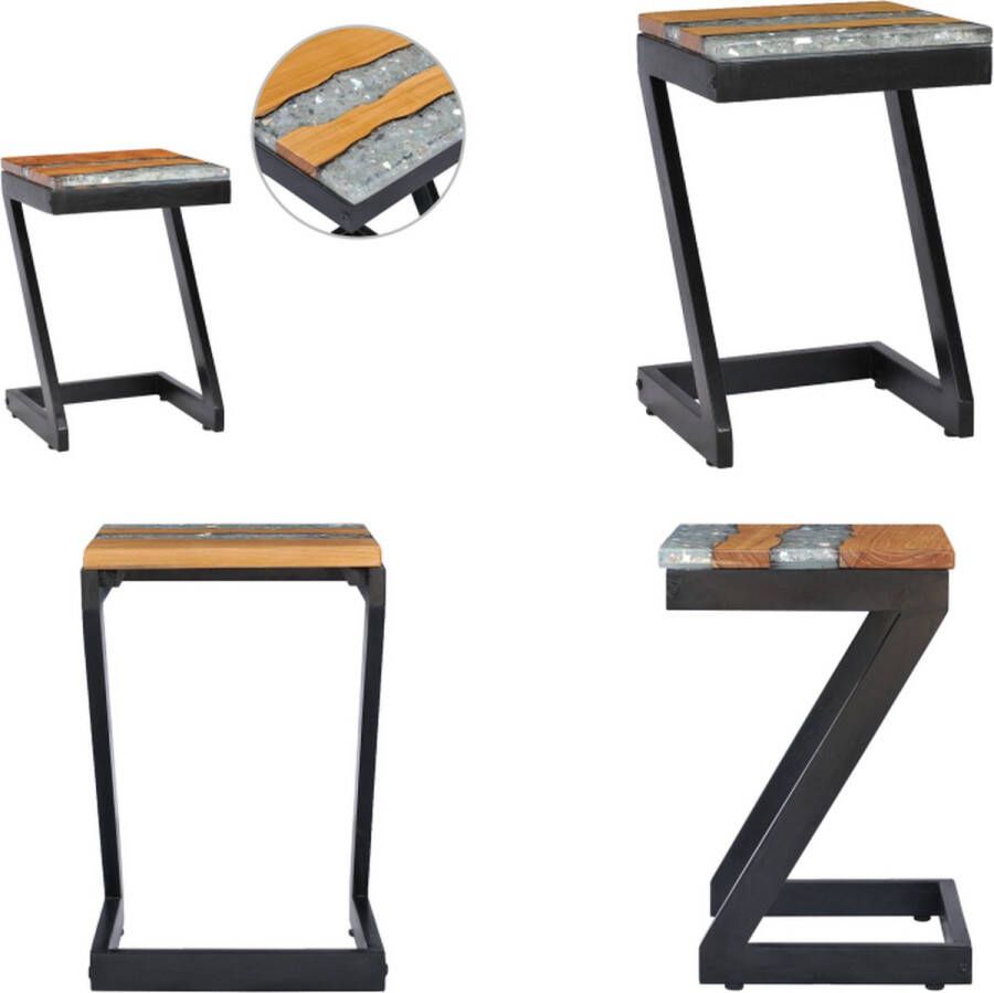 VidaXL Salontafel 30x30x50 cm massief teakhout en polyresin Salontafel Salontafels Tafeltje Tafeltjes