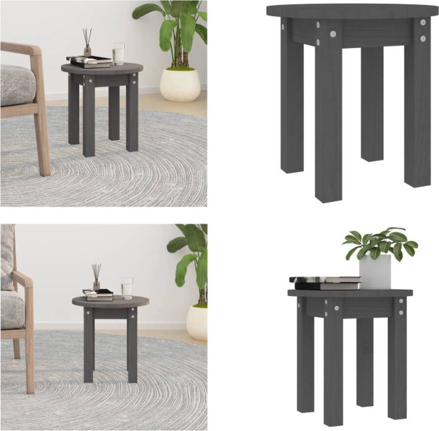 VidaXL -Salontafel-Ø-35x35-cm-massief-grenenhout-grijs - Foto 4