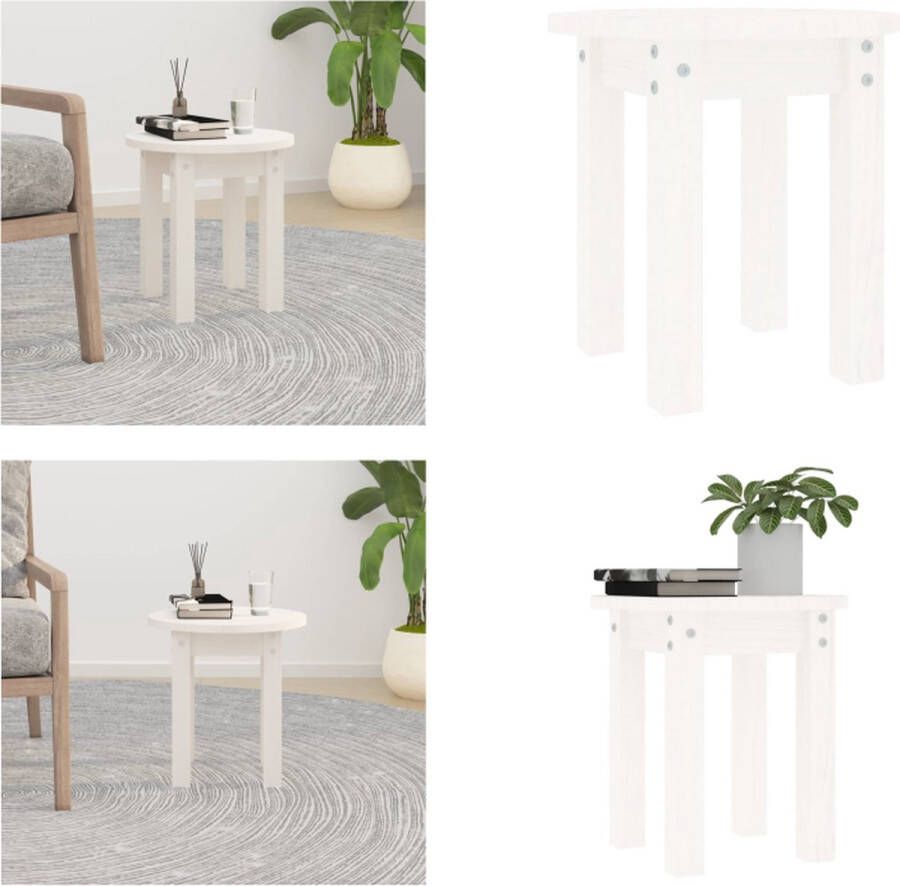 VidaXL Salontafel Ø 35x35 cm massief grenenhout wit Salontafel Salontafels Tafel Bijzettafel