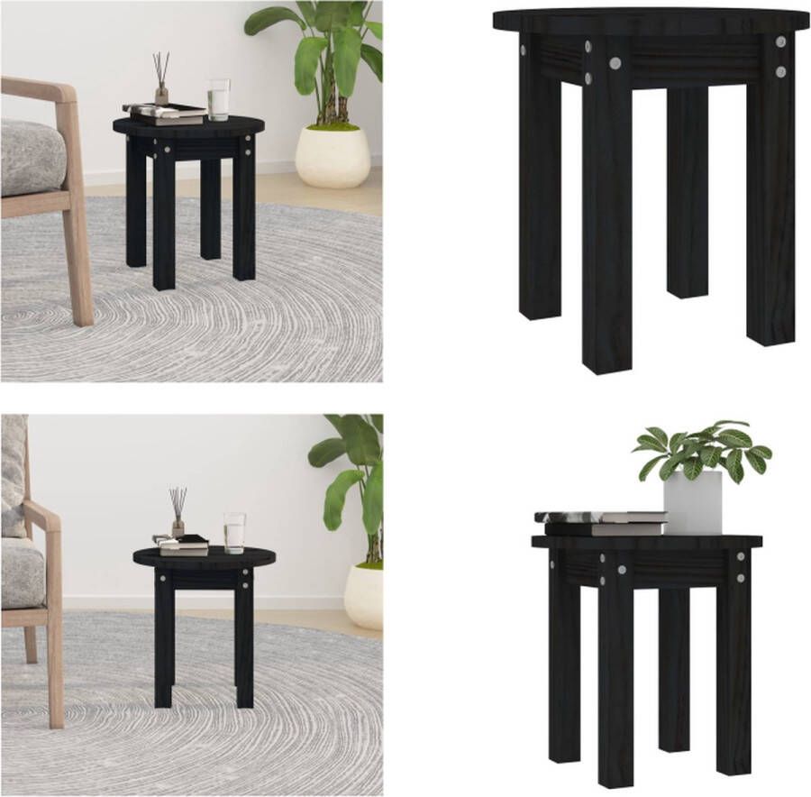 VidaXL Salontafel Ø 35x35 cm massief grenenhout zwart Salontafel Salontafels Tafel Bijzettafel
