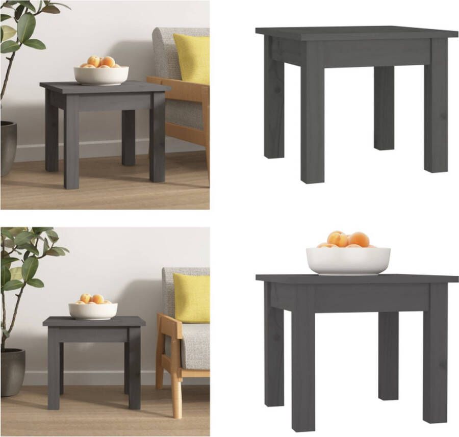 VidaXL Salontafel 35x35x30 cm massief grenenhout grijs Salontafel Salontafels Tafel Bijzettafel