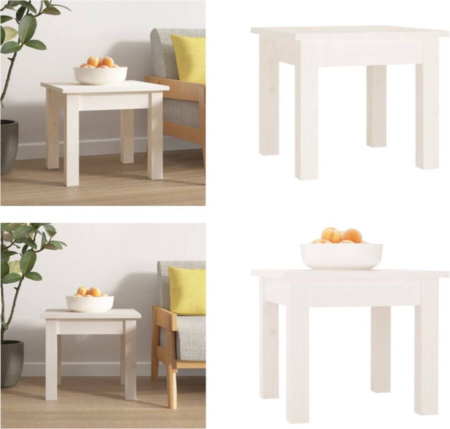 VidaXL Salontafel 35x35x30 cm massief grenenhout wit Salontafel Salontafels Tafel Bijzettafel
