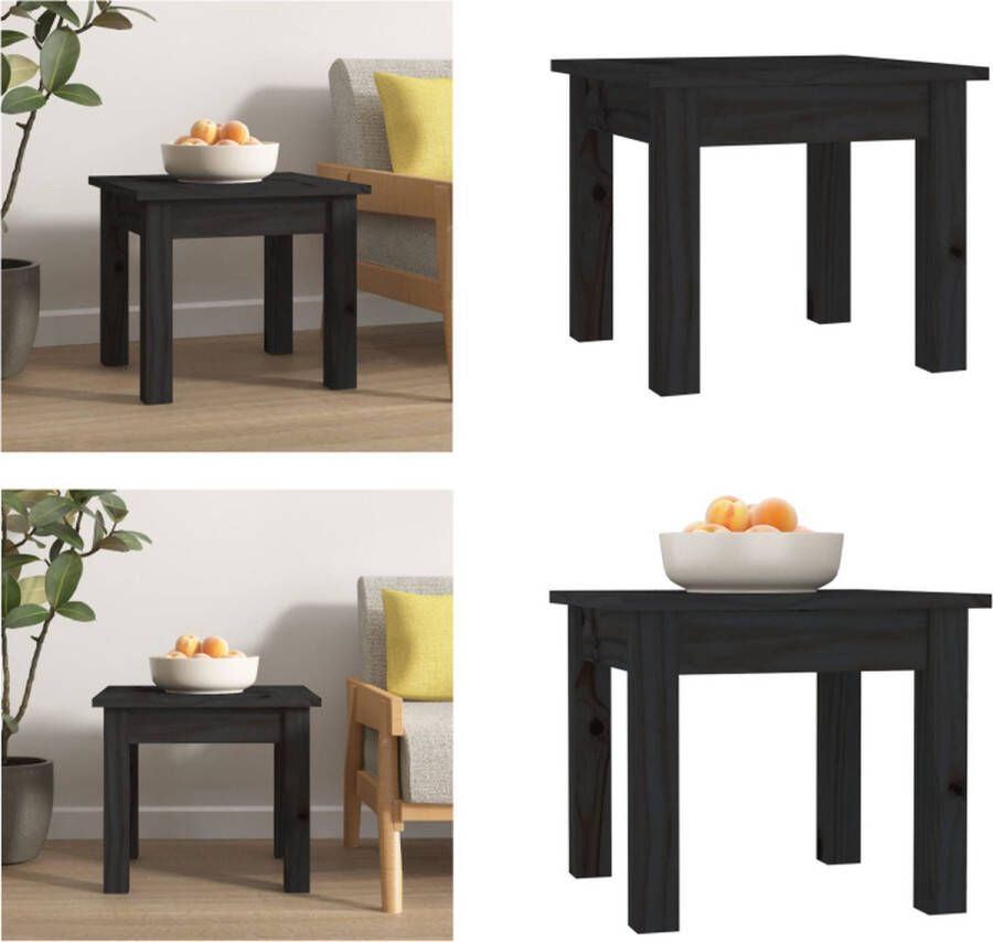 VidaXL Salontafel 35x35x30 cm massief grenenhout zwart Salontafel Salontafels Tafel Bijzettafel