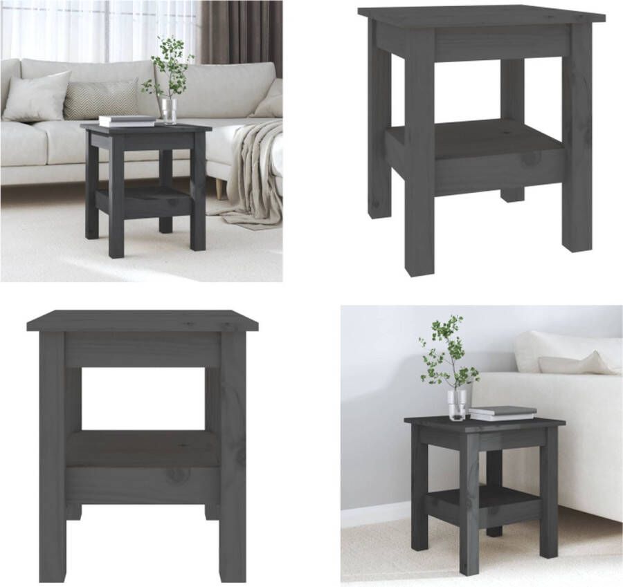 VidaXL Salontafel 35x35x40 cm massief grenenhout grijs Salontafel Salontafels Tafel Bijzettafel