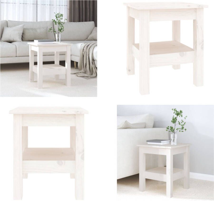 VidaXL Salontafel 35x35x40 cm massief grenenhout wit Salontafel Salontafels Tafel Bijzettafel