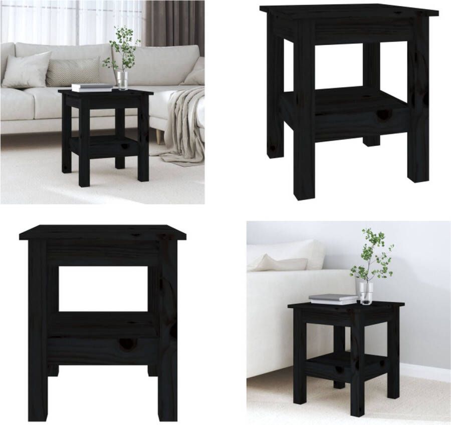 VidaXL Salontafel 35x35x40 cm massief grenenhout zwart Salontafel Salontafels Tafel Bijzettafel