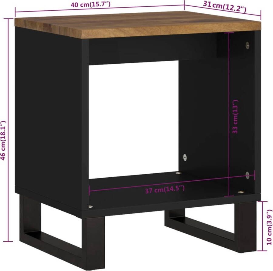 VidaXL -Salontafel-40x31x46-cm-massief-mangohout-en-bewerkt-hout - Foto 1