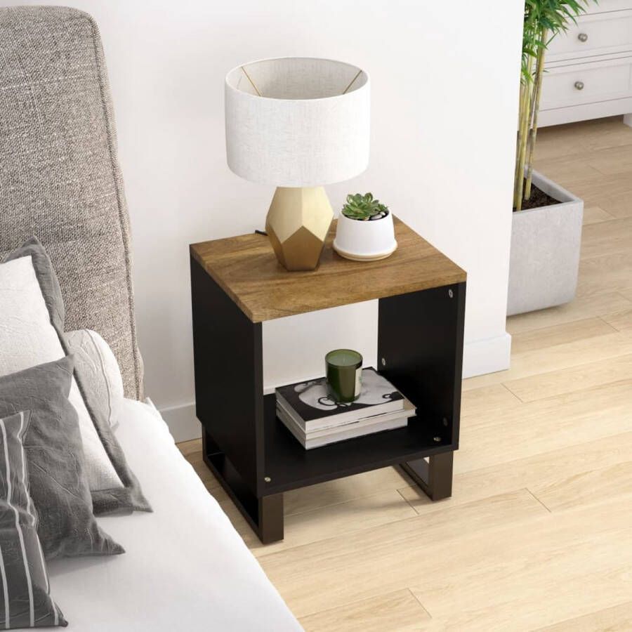 VidaXL -Salontafel-40x31x46-cm-massief-mangohout-en-bewerkt-hout - Foto 3