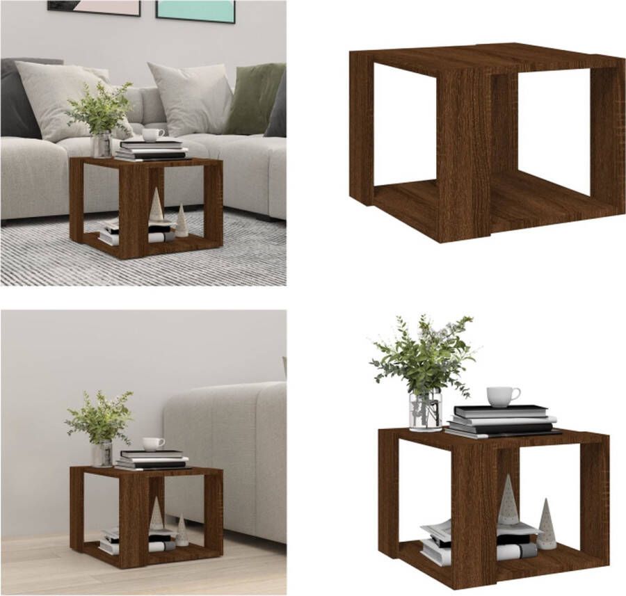 VidaXL Salontafel 40x40x30 cm bewerkt hout bruineikenkleurig Salontafel Salontafels Tafel Bijzettafel